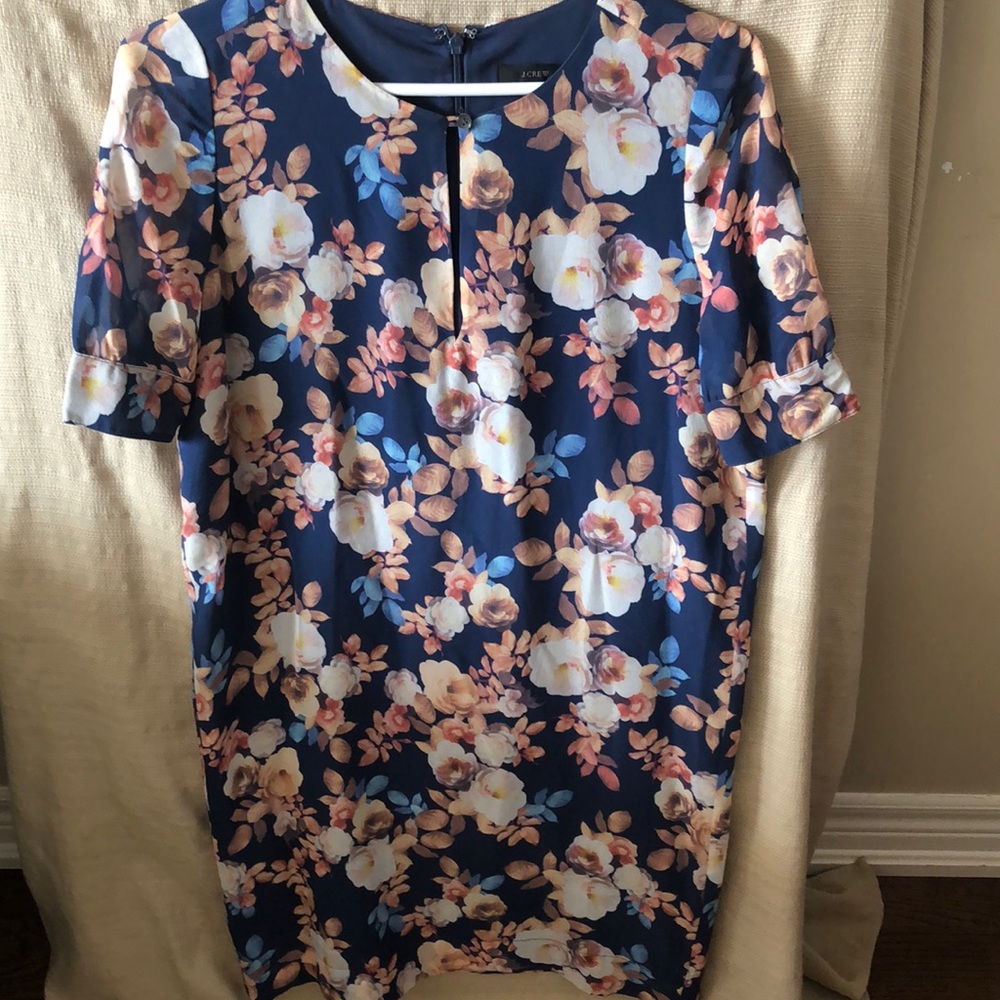 J Crew Floral Silk Sheath Dress